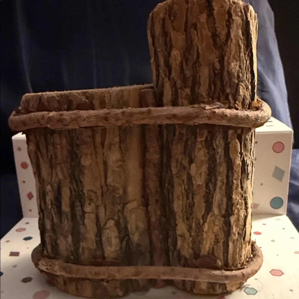 Rustic Brown Wooden Pencil Holder